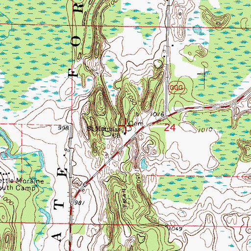 Topographic Map of Saint Mathias Cemetery, WI