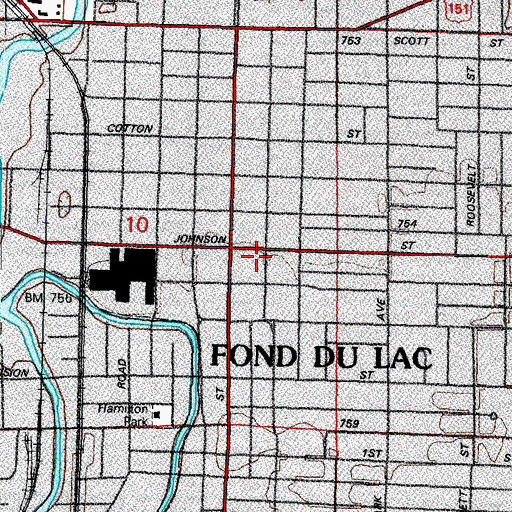 Topographic Map of Saint Patricks Roman Catholic Church, WI