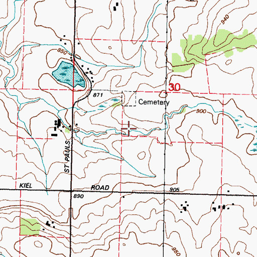 Topographic Map of Saint Pauls Cemetery, WI
