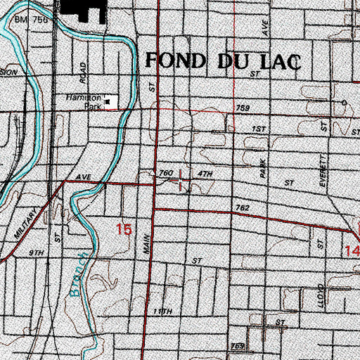 Topographic Map of Saint Peters Lutheran School, WI