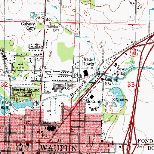 Topographic Map of Schlieve Field, WI