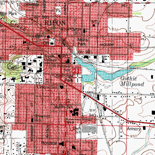 Topographic Map of Selfridge Park, WI