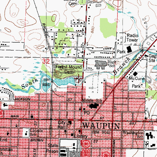 Topographic Map of Shaler Park, WI