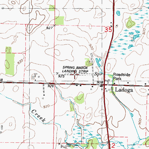 Topographic Map of Spring Brook Landing Strip (historical), WI