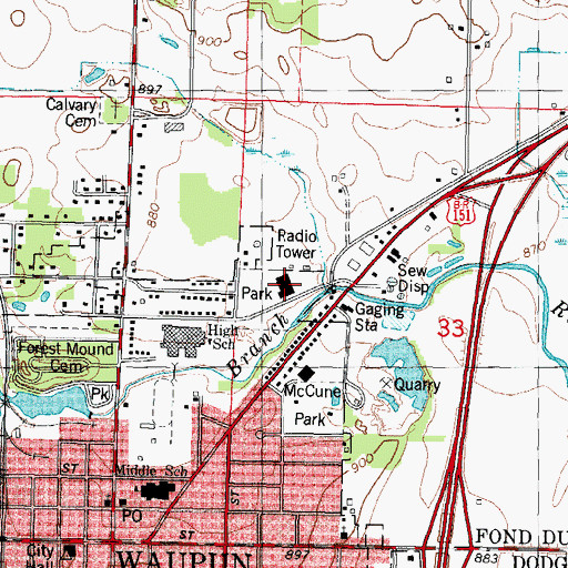 Topographic Map of Tanner Park, WI