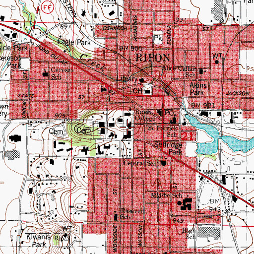Topographic Map of Todd Wehr Hall, WI
