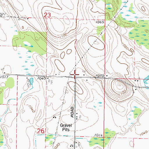 Topographic Map of Woodside School (historical), WI
