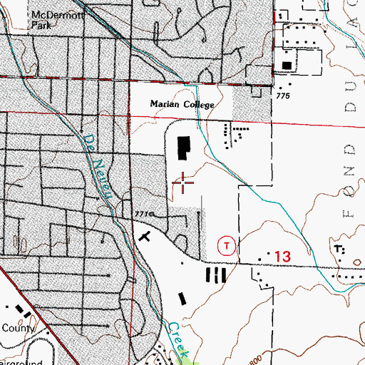Topographic Map of Woodworth Middle School, WI