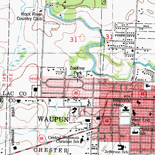 Topographic Map of Zoellner Park, WI