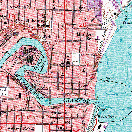 Topographic Map of Anshe Poale Zedek Synagogue, WI