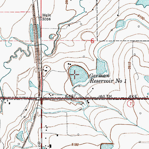 Topographic Map of German Reservoir Number 1, CO
