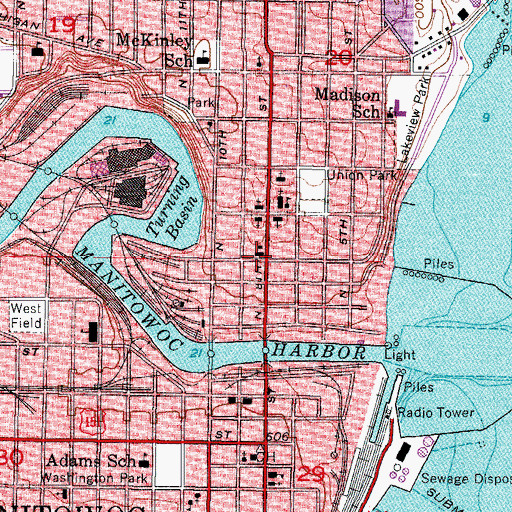 Topographic Map of Carnegie Public Library (historical), WI
