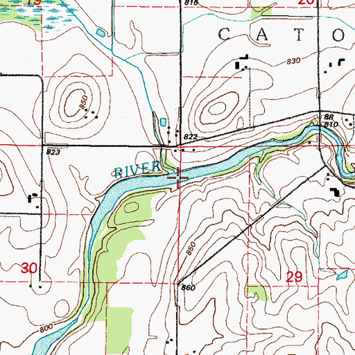 Topographic Map of Cato Falls School (historical), WI