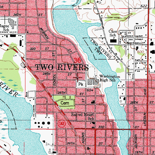 Topographic Map of Church of Christ Scientist, WI