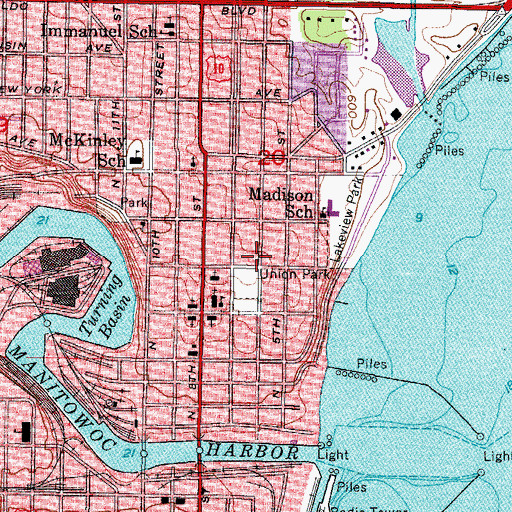 Topographic Map of First Church of Christ Scientist, WI