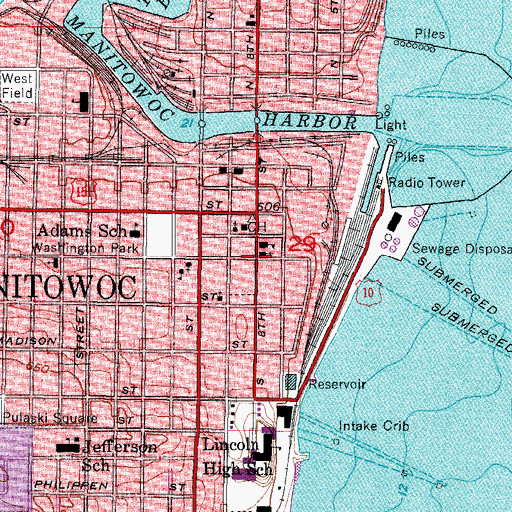 Topographic Map of First German Evangelical Lutheran Church, WI