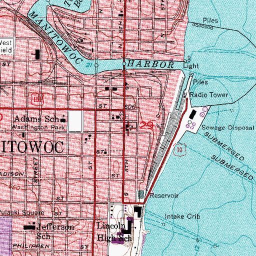 Topographic Map of First German Evangelical Lutheran School, WI