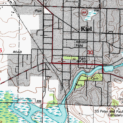 Topographic Map of First Presbyterian Church, WI