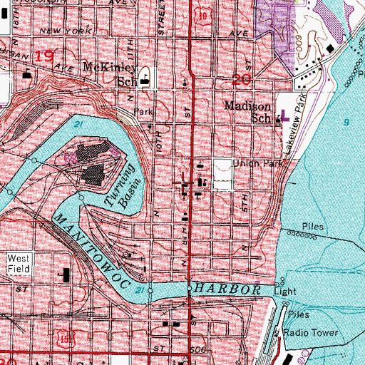 Topographic Map of First Presbyterian Church, WI