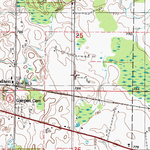 Topographic Map of Grace Church (historical), WI