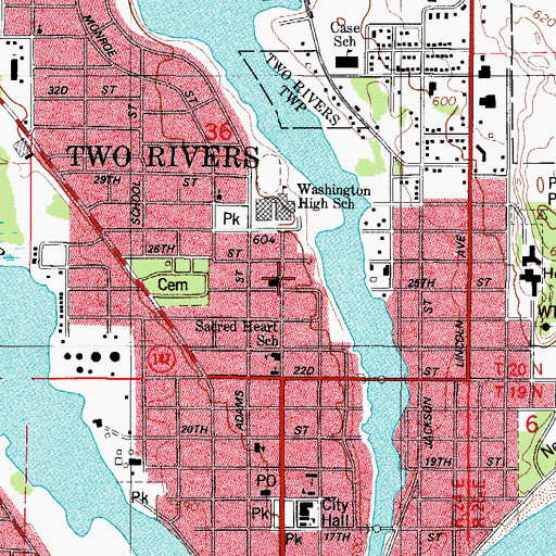 Topographic Map of Grace Congregational United Church of Christ, WI