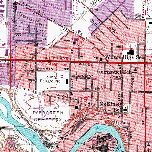 Topographic Map of Grace Evangelical Lutheran Church, WI