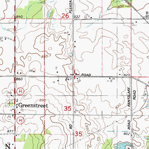 Topographic Map of Greenstreet School (historical), WI