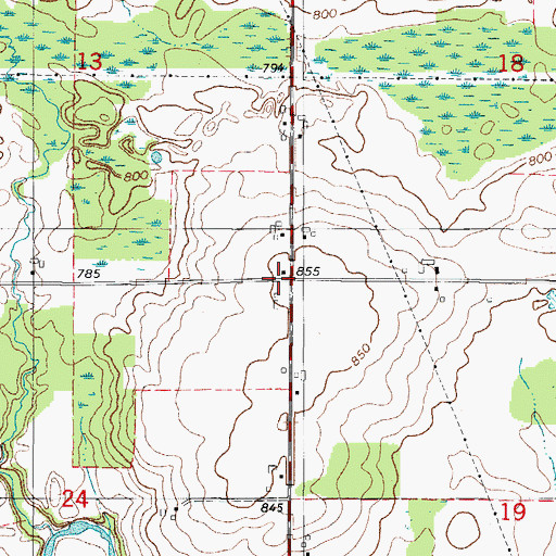 Topographic Map of Highland School (historical), WI
