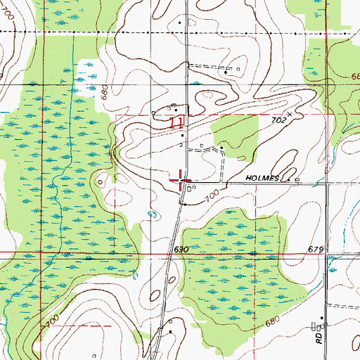 Topographic Map of Holmes School (historical), WI