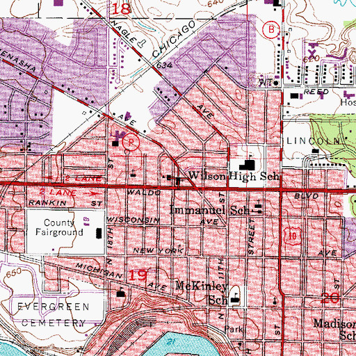 Topographic Map of Holy Innocents Roman Catholic Church, WI