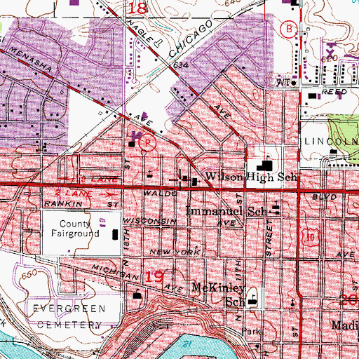 Topographic Map of Saint Francis de Sales Elementary School, WI