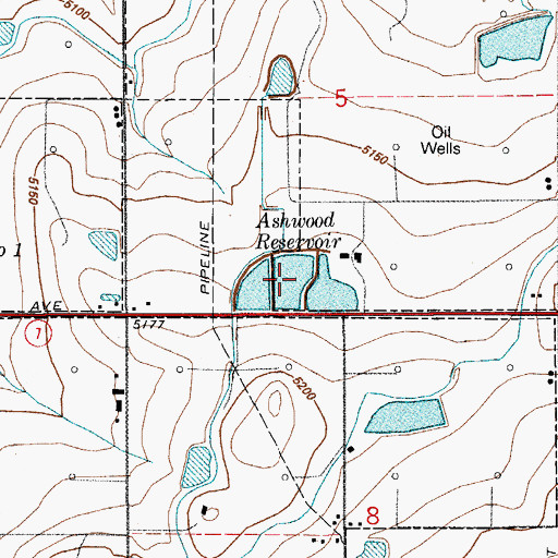 Topographic Map of Ashwood Reservoir, CO