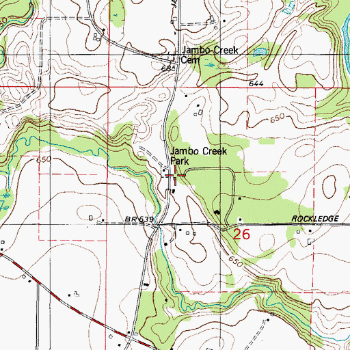 Topographic Map of Jambo Creek School (historical), WI