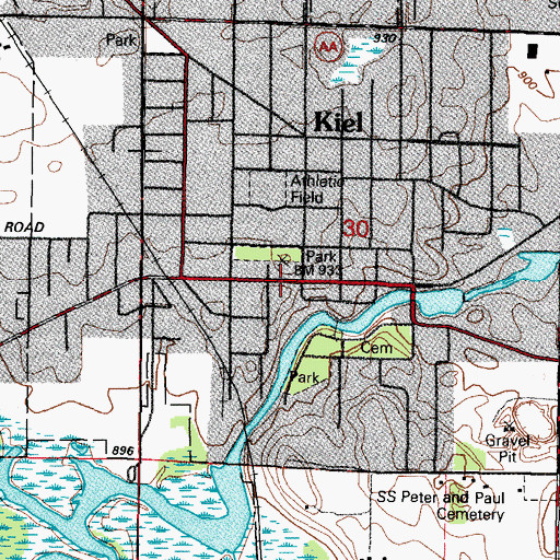 Topographic Map of Kiel Grade School (historical), WI