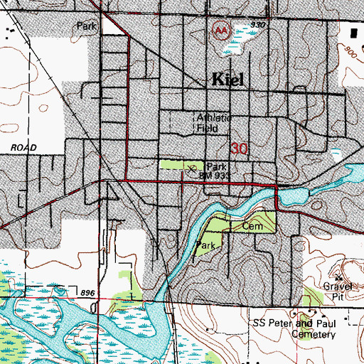 Topographic Map of Kiel Middle School, WI