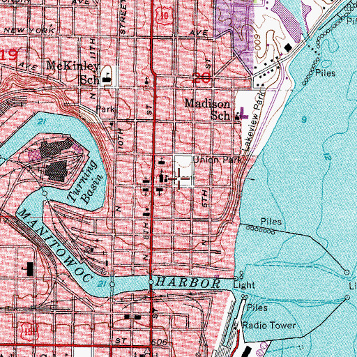 Topographic Map of Lutheran High School (historical), WI