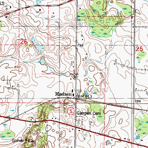 Topographic Map of Madsen School (historical), WI