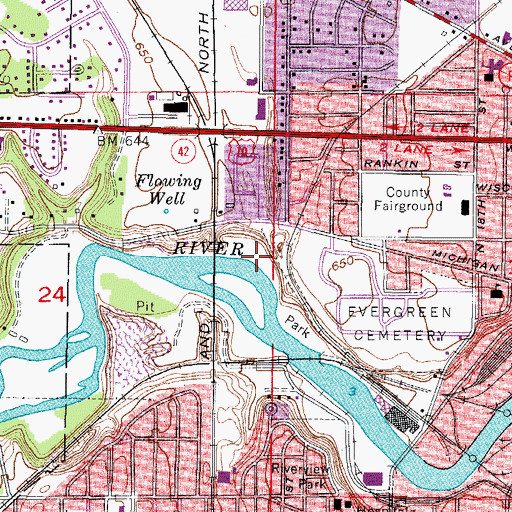 Topographic Map of Manitou Park, WI