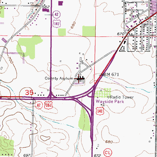Topographic Map of Manitowoc County Hospital, WI
