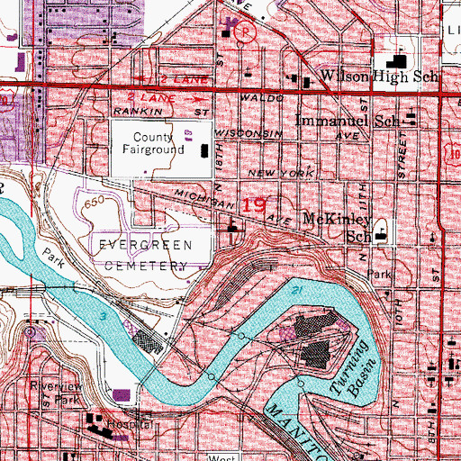 Topographic Map of Manitowoc County Teachers Training School, WI