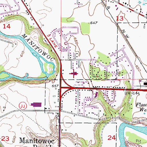 Topographic Map of Manitowoc Lutheran High School, WI
