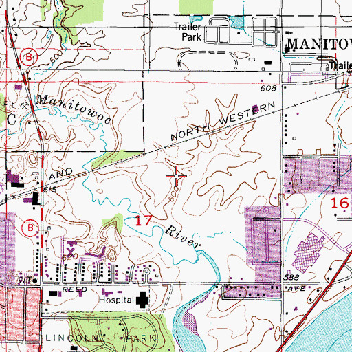 Topographic Map of Meadow Links Golf Course, WI