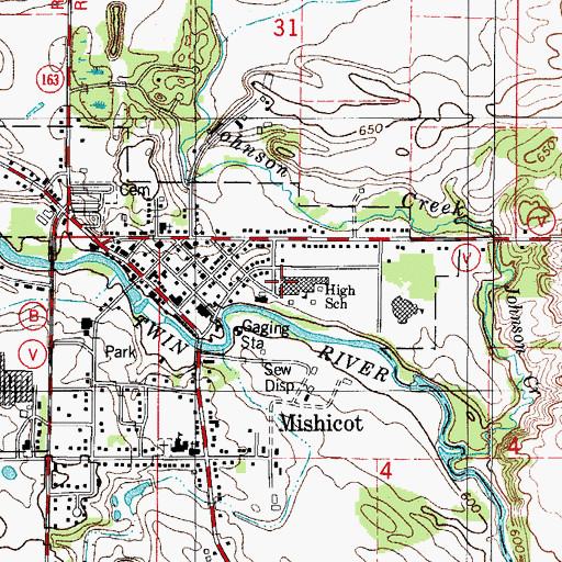 Topographic Map of Mishicot High School, WI