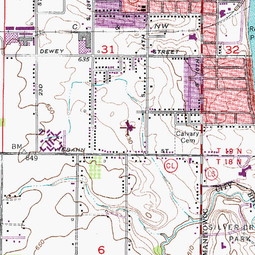 Topographic Map of Monroe Elementary School, WI