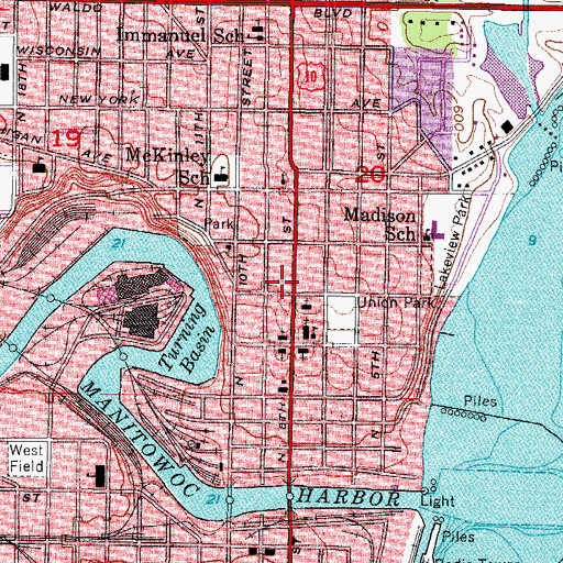 Topographic Map of Rahr West Art Museum, WI