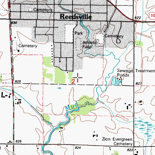 Topographic Map of Reedsville Elementary School, WI