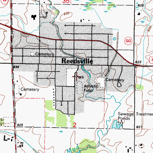 Topographic Map of Reedsville High School, WI