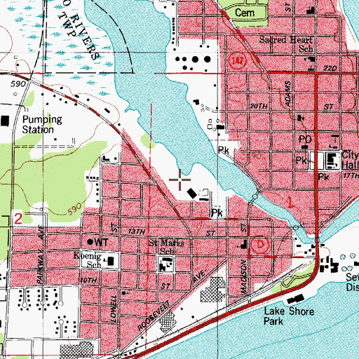 Topographic Map of Riverside Park, WI