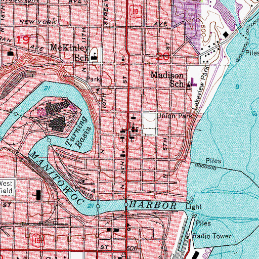 Topographic Map of Sacred Heart Roman Catholic Church, WI