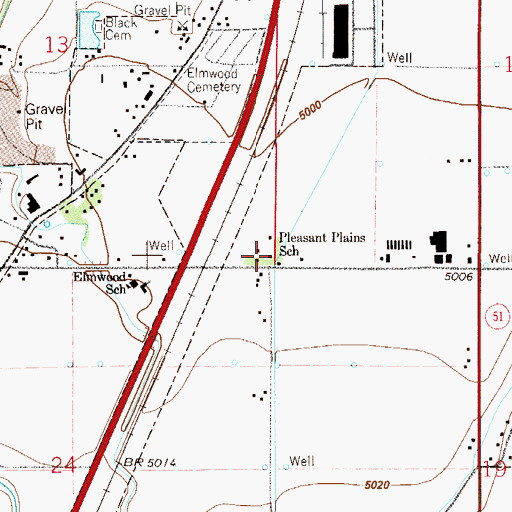 Topographic Map of Pleasant Plains School, CO